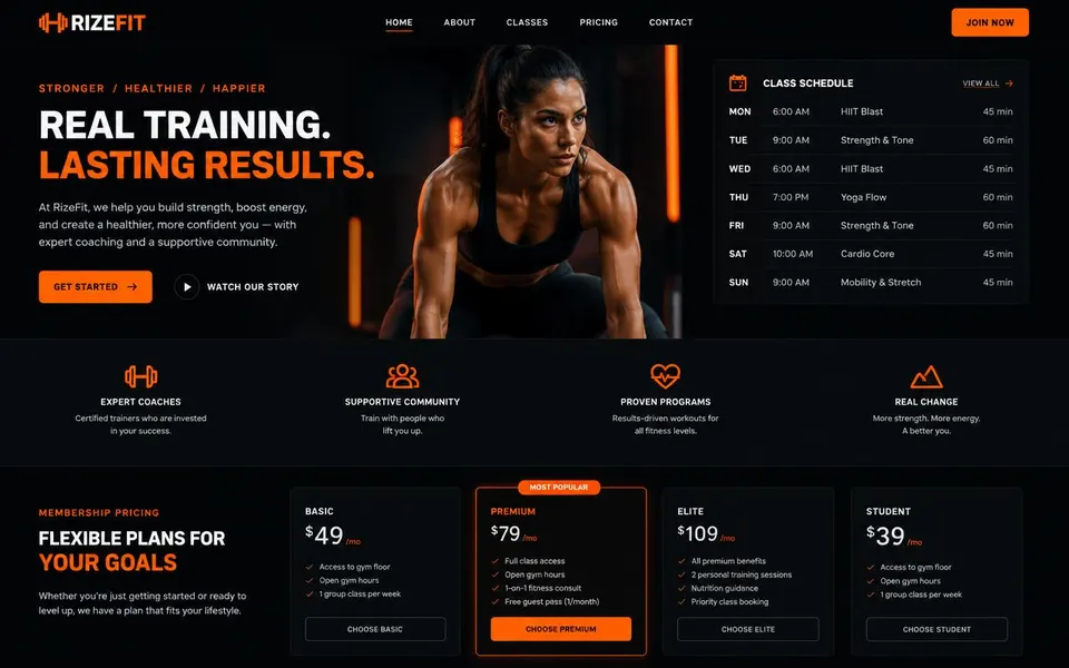 Personal trainer website built with Krazy